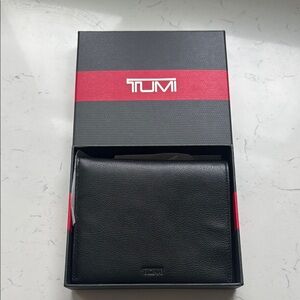 TUMI Black Leather Passport and Card Holder